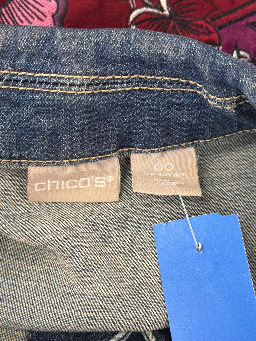 Chico's Size 00 Blue/Maroon Jacket
