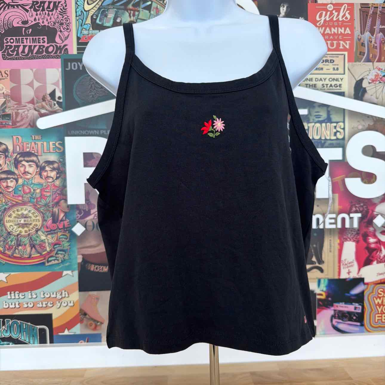 Levi's Size XXL Tank Mini Flower Embroidery Anthracite