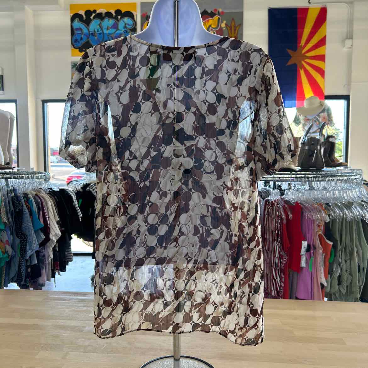 Susan Graver Size S Brown Polyester Preloved Blouse SS