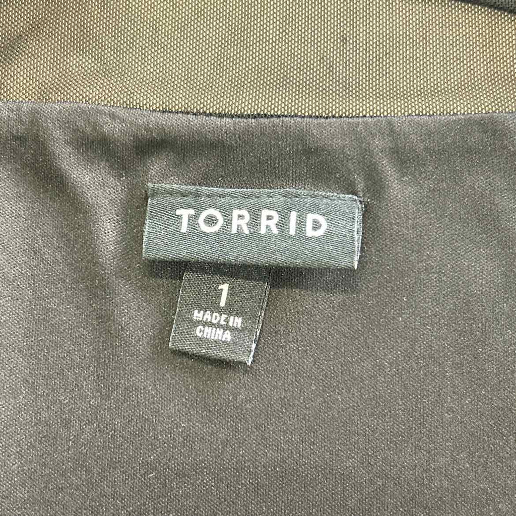 Torrid Size 1X Black Mesh Preloved Blouse LS