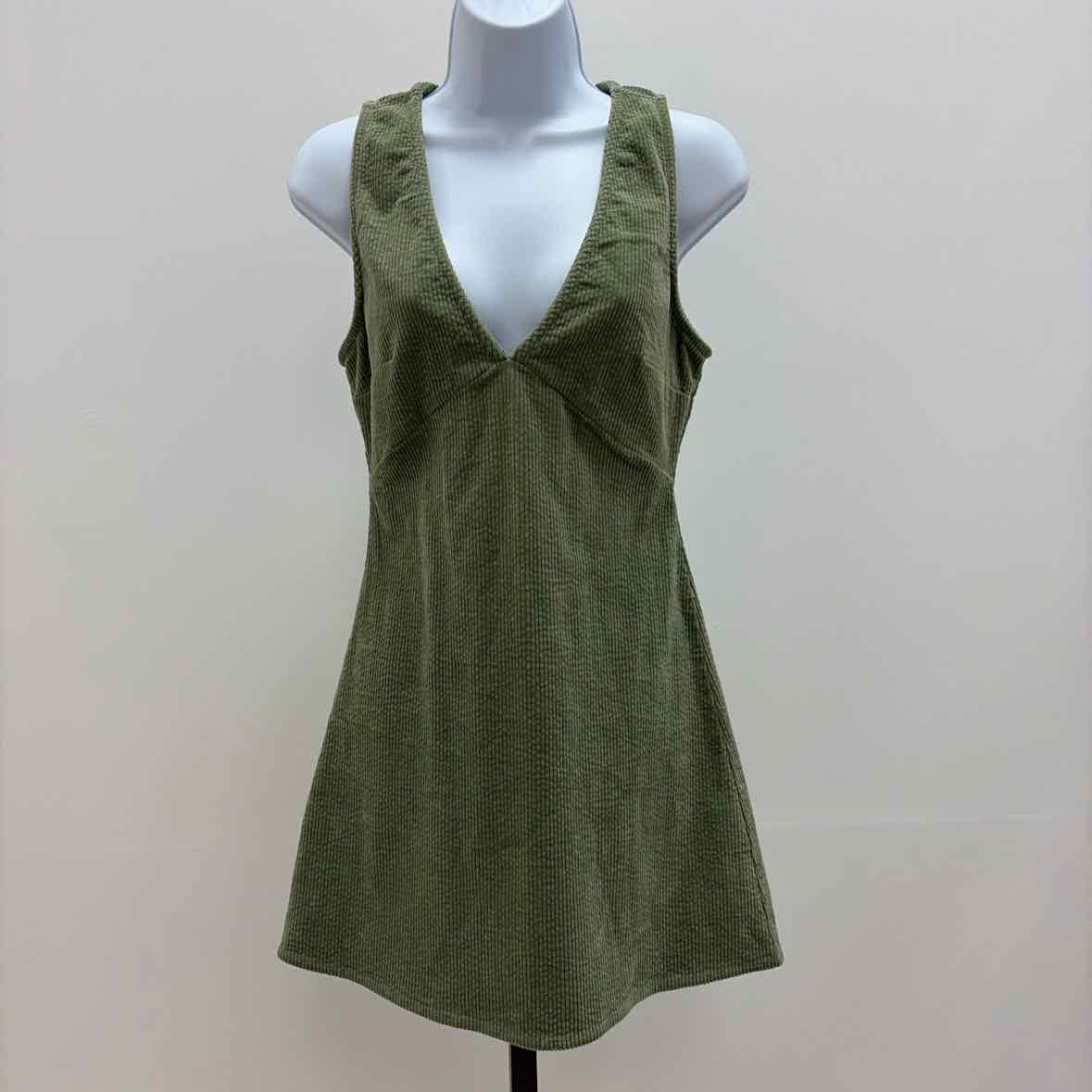 O'Neil Size S Poppy Sleeveless Corduroy Mini Dress - Oil Green