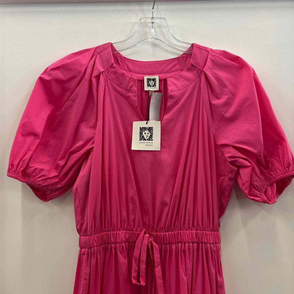 Anne Klein XS Poplin Tiered Puff Sleeve MIDI Dress