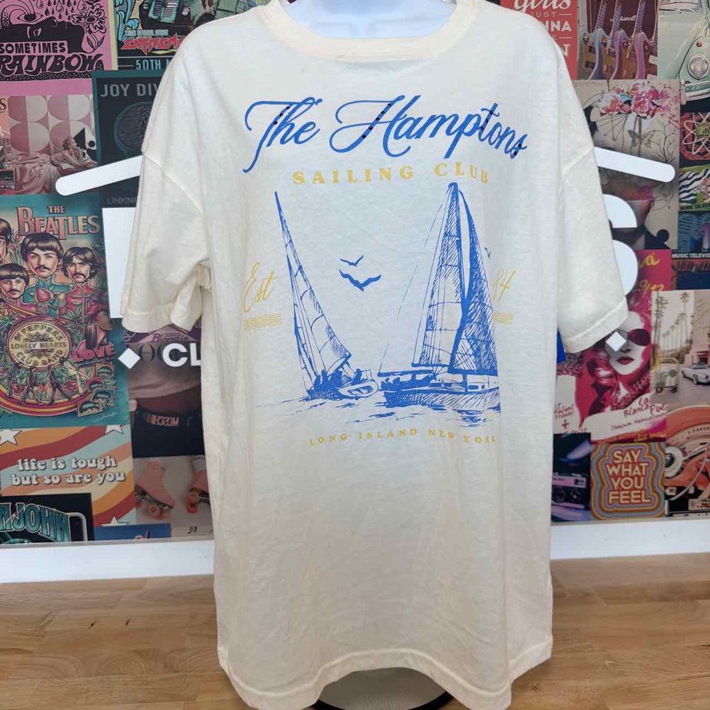 Love Tribe Size S Hamptons Graphic Print T-Shirt - Egret