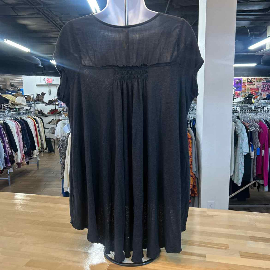 Free People Size S Black Preloved Blouse SS