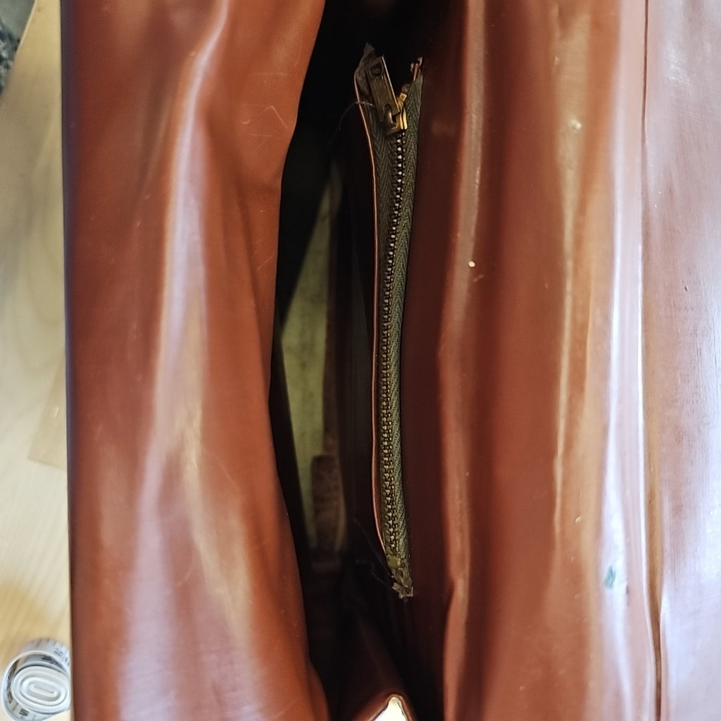 Brown Square Leather Preloved Handbag