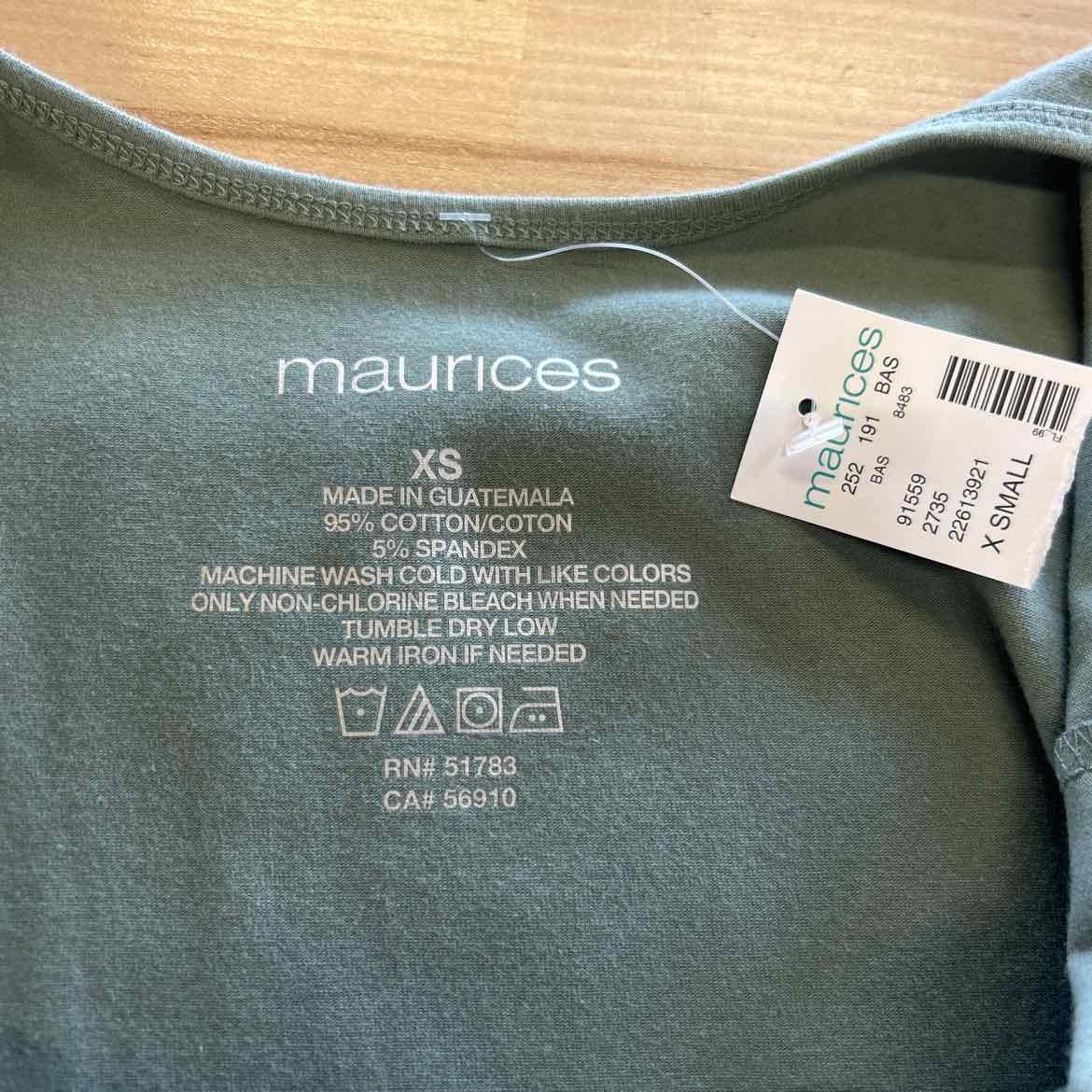 Maurices Size XS Green Tank