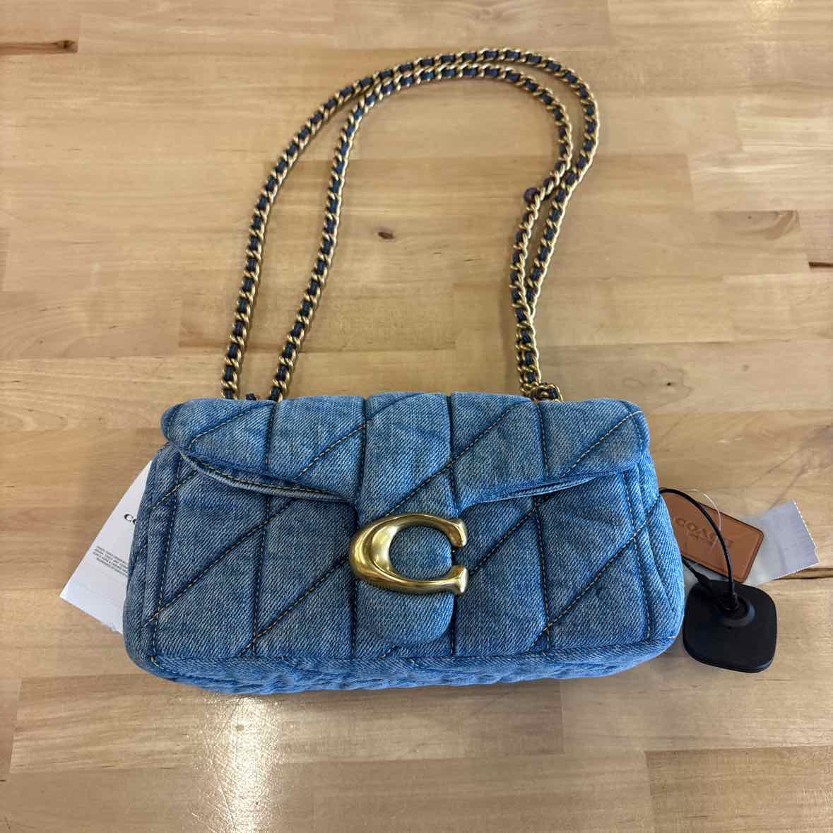 COACH Tabby 20 Quilted Denim Shoulder Brass Indigo