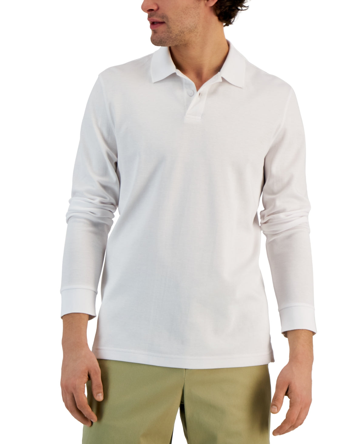 Male Alfani Men's Size XL White MENS Long Sleeve Polo Shirt
