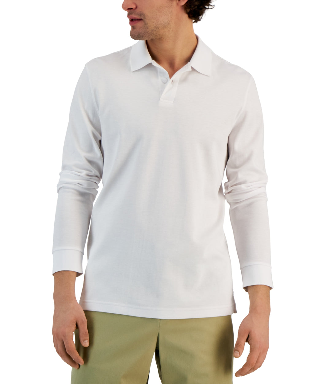 Alfani Men's Size XL White MENS Long Sleeve Polo Shirt