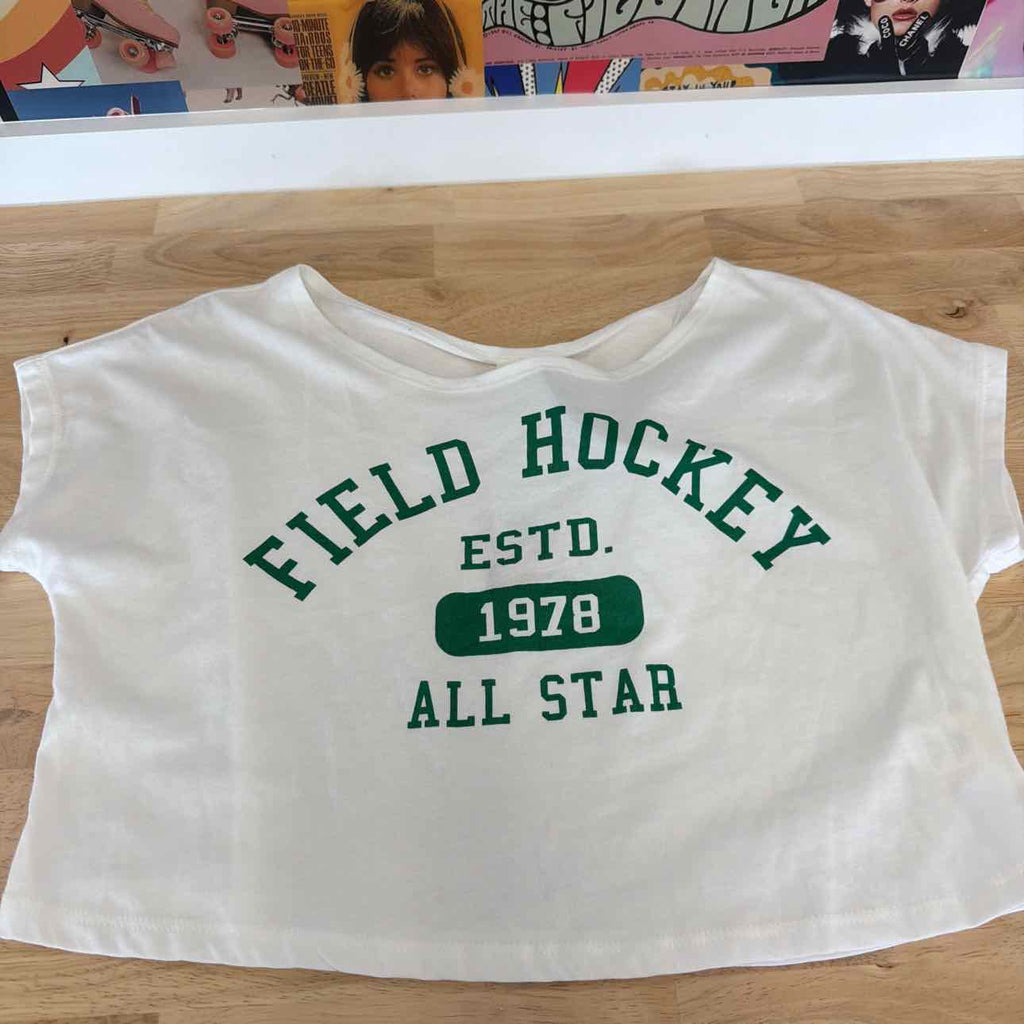 Self E Size XS Graphic Off-the-Shoulder T-Shirt - White
