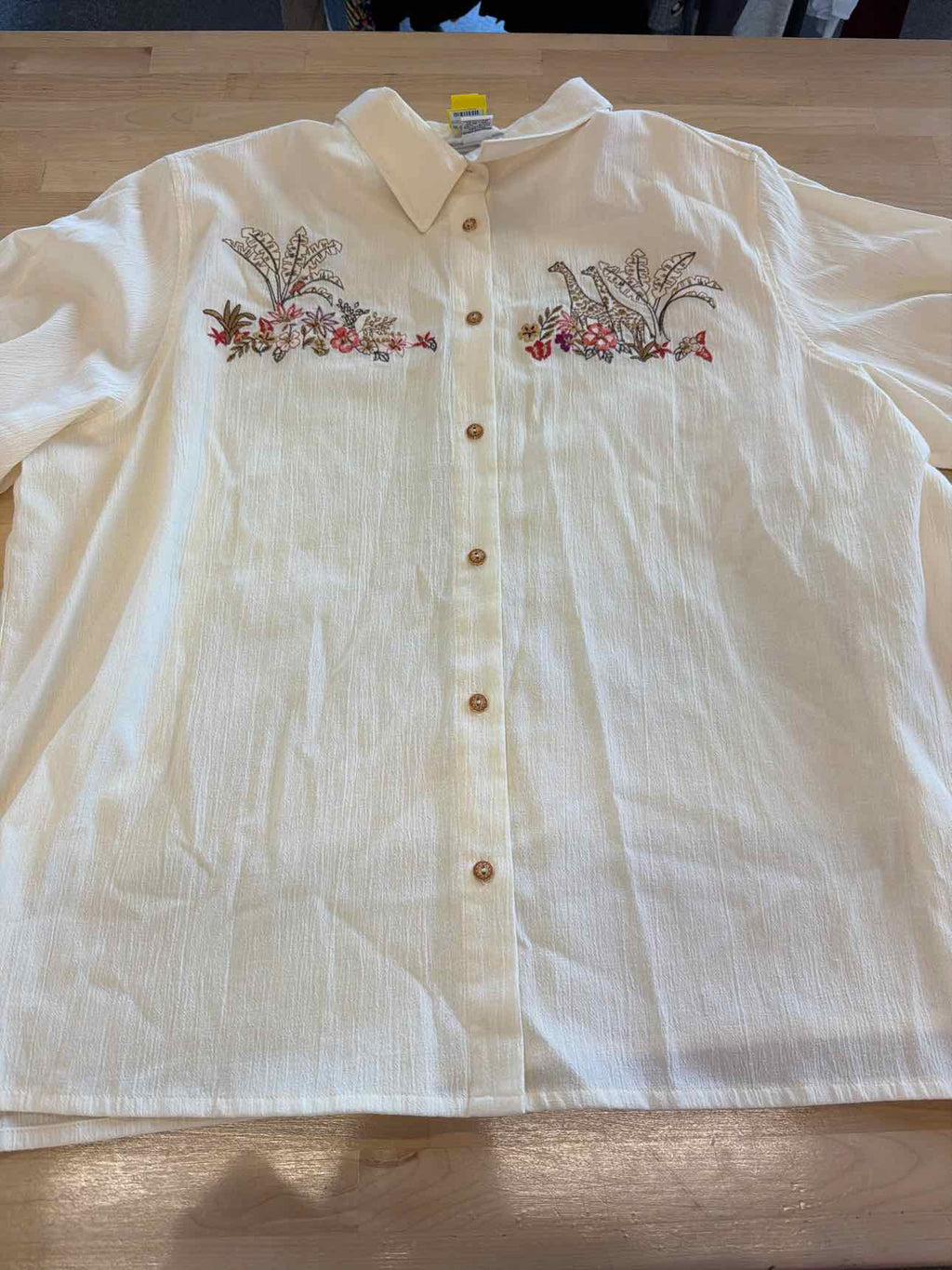 Alfred Dunner Size 24W Beige Button Down Shirt