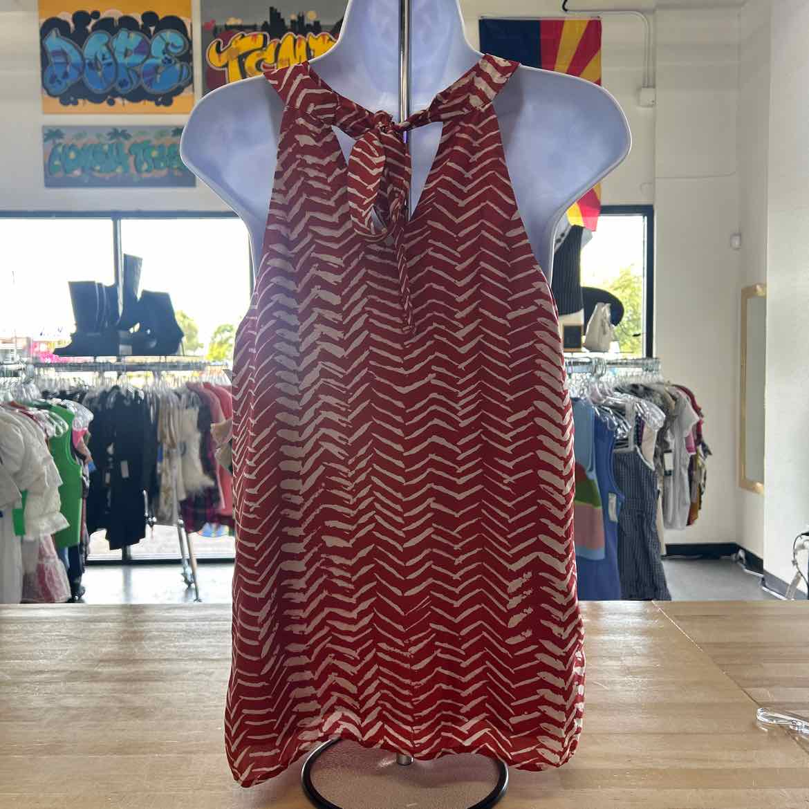 Velvet Size P Red/Cream Silk Preloved Tank