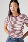 Levi's Premium Women's the Perfect Crewneck Cotton T-Shirt - Anita Stripe Zinfan