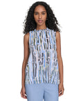 Calvin Klein Size XL Sleeveless Printed Top - Light Sky Multi