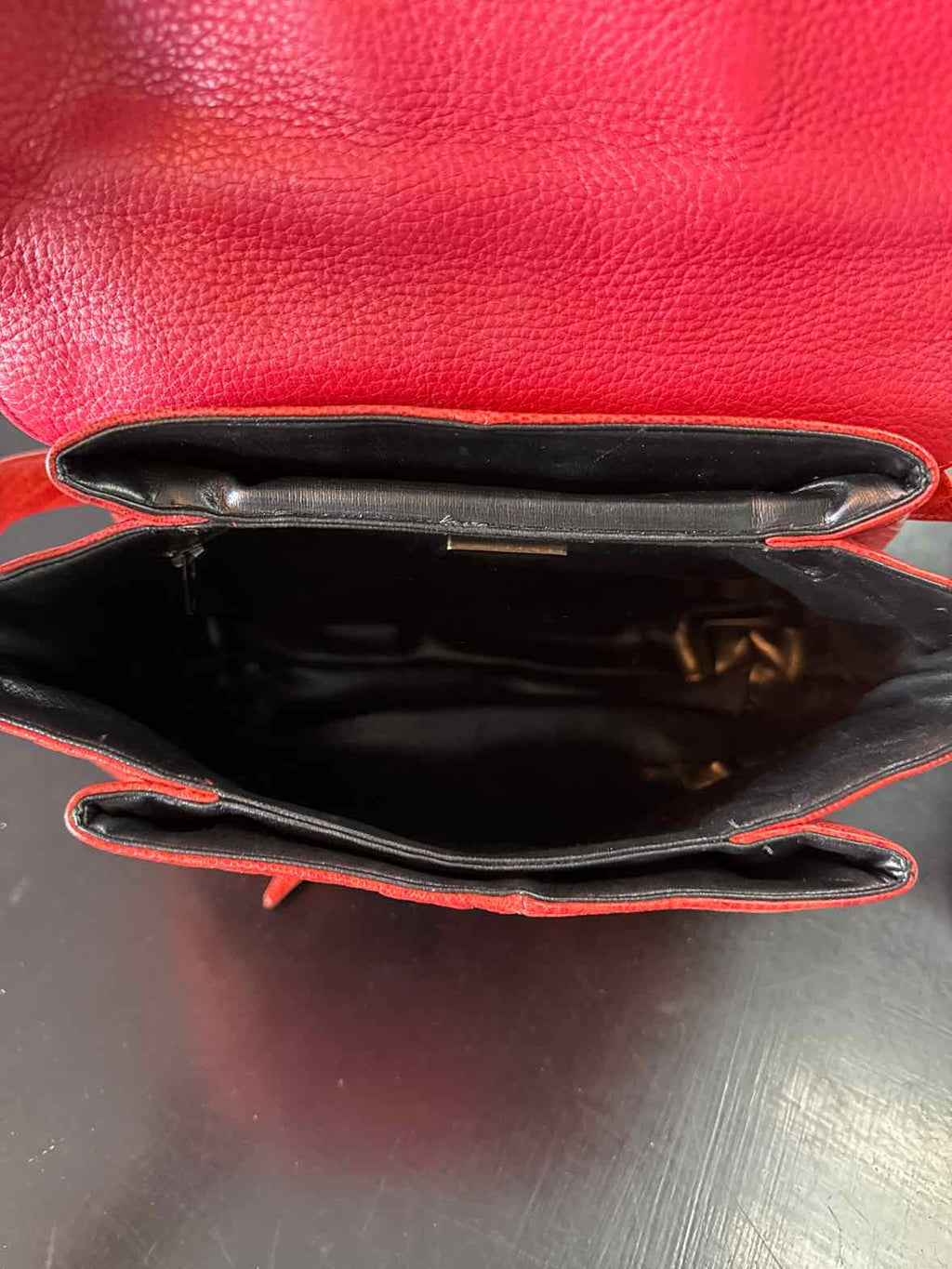 Sharif Red Orange Leather Vintage Preloved Handbag