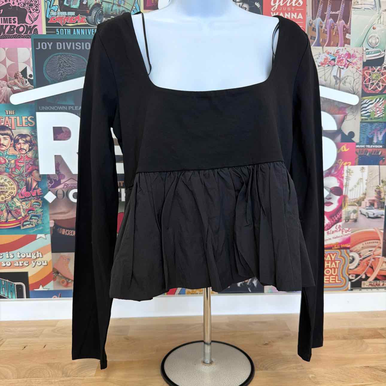 Steve Madden Size L Avielle Top Black