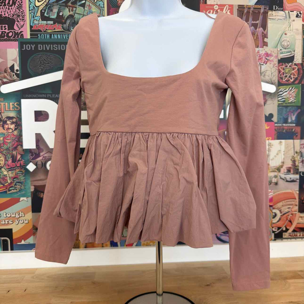 Steve Madden Size S Avielle Long-Sleeve Peplum Top