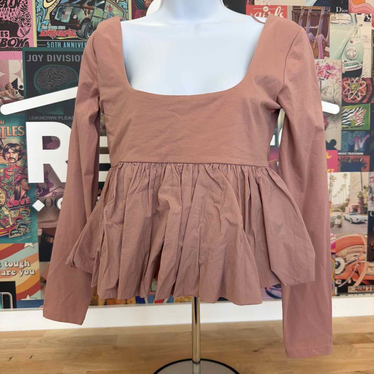 Steve Madden Size S Avielle Long-Sleeve Peplum Top