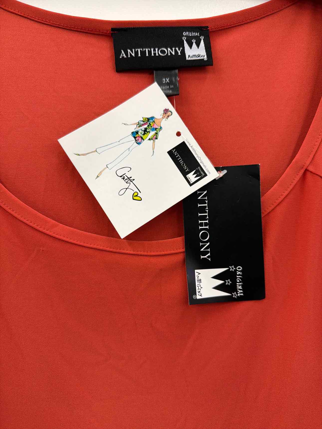 Antthony Size 3X Orange Blouse