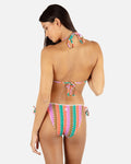 Hurley Size L Printed Stripe Crochet Scrunch Cheeky Tie Side Bikini Bottoms