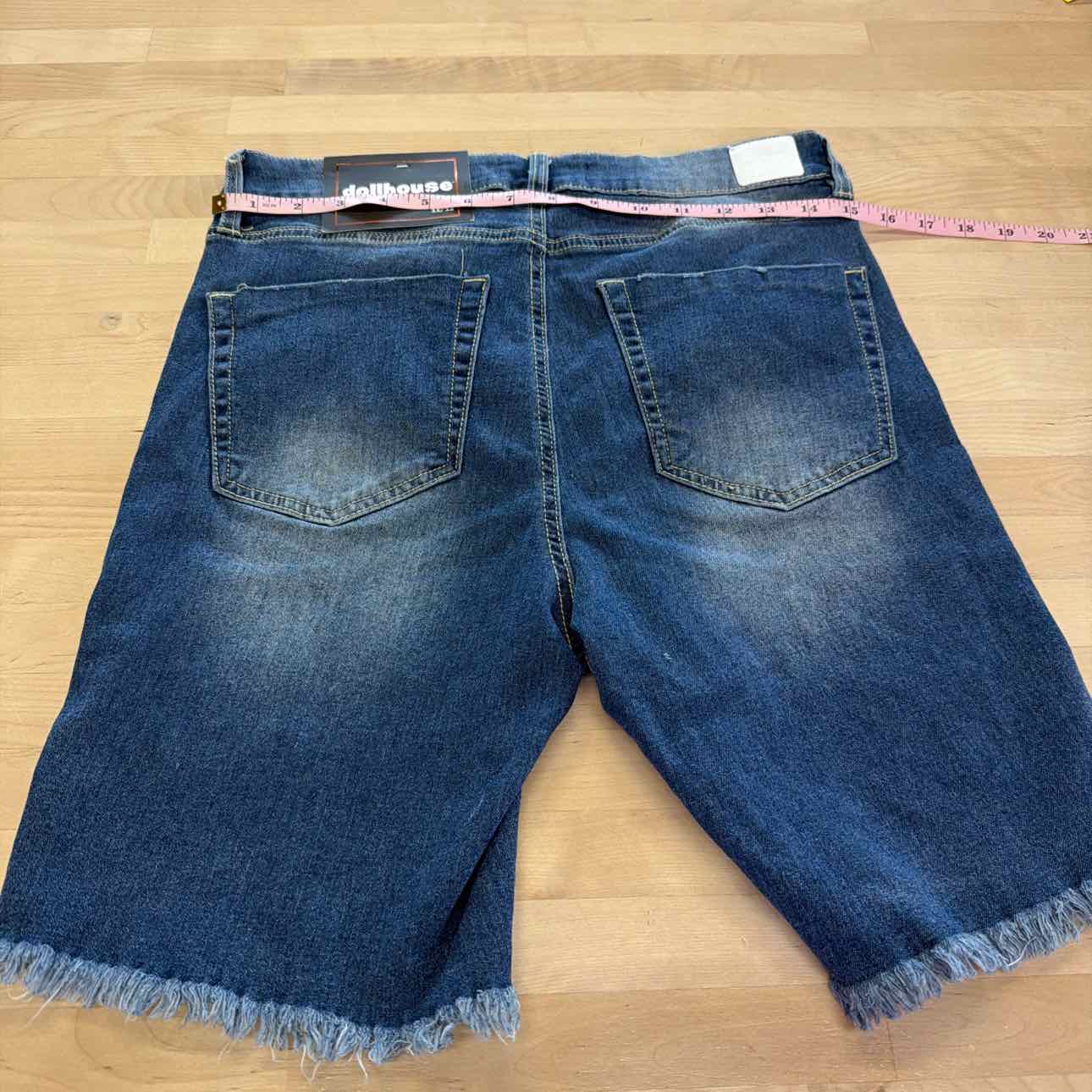 Dollhouse Juniors' Frayed High Rise Denim Bermuda Shorts - Canary Island