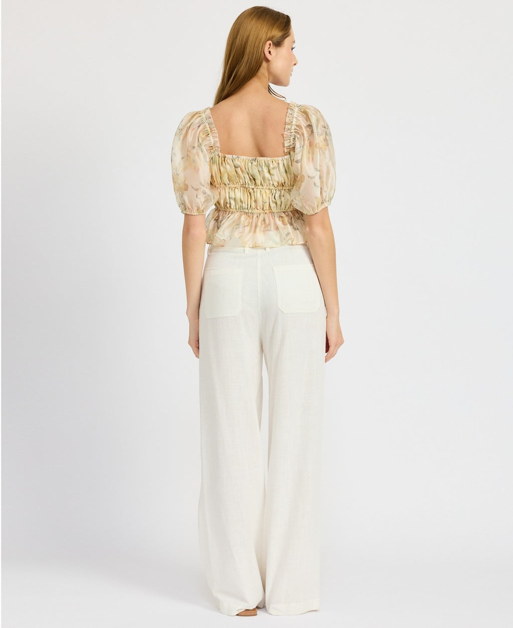En Saison Women's Elliot Organza Top - Yellow Olive