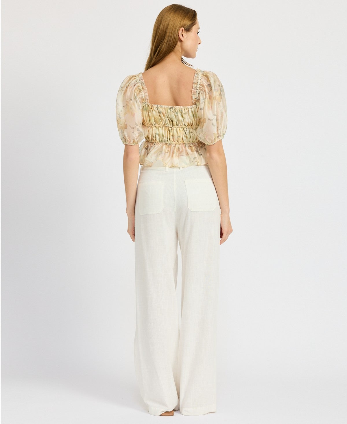 En Saison Women's Elliot Organza Top - Yellow Olive