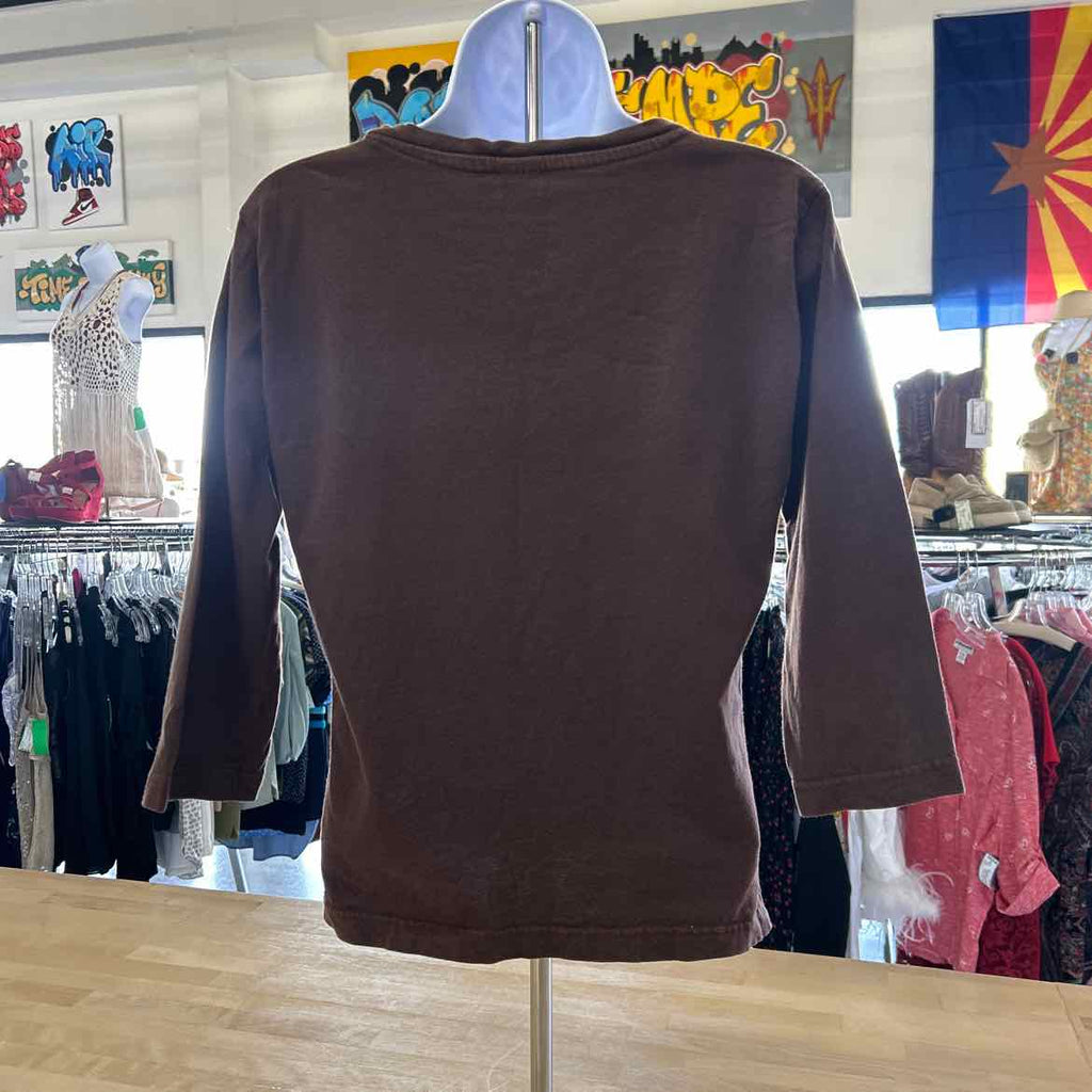 LAT Size S Brown Cotton Preloved T-Shirt LS