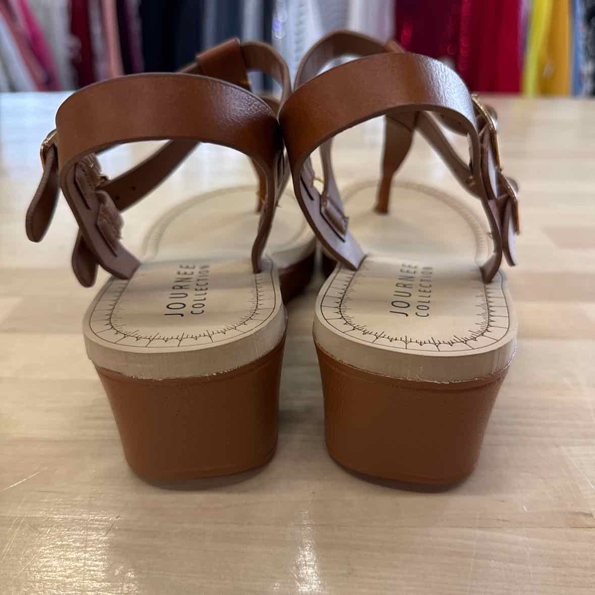 Journee Size 9 Tan Tru Comfort Foam Bianca Wedge Sandals