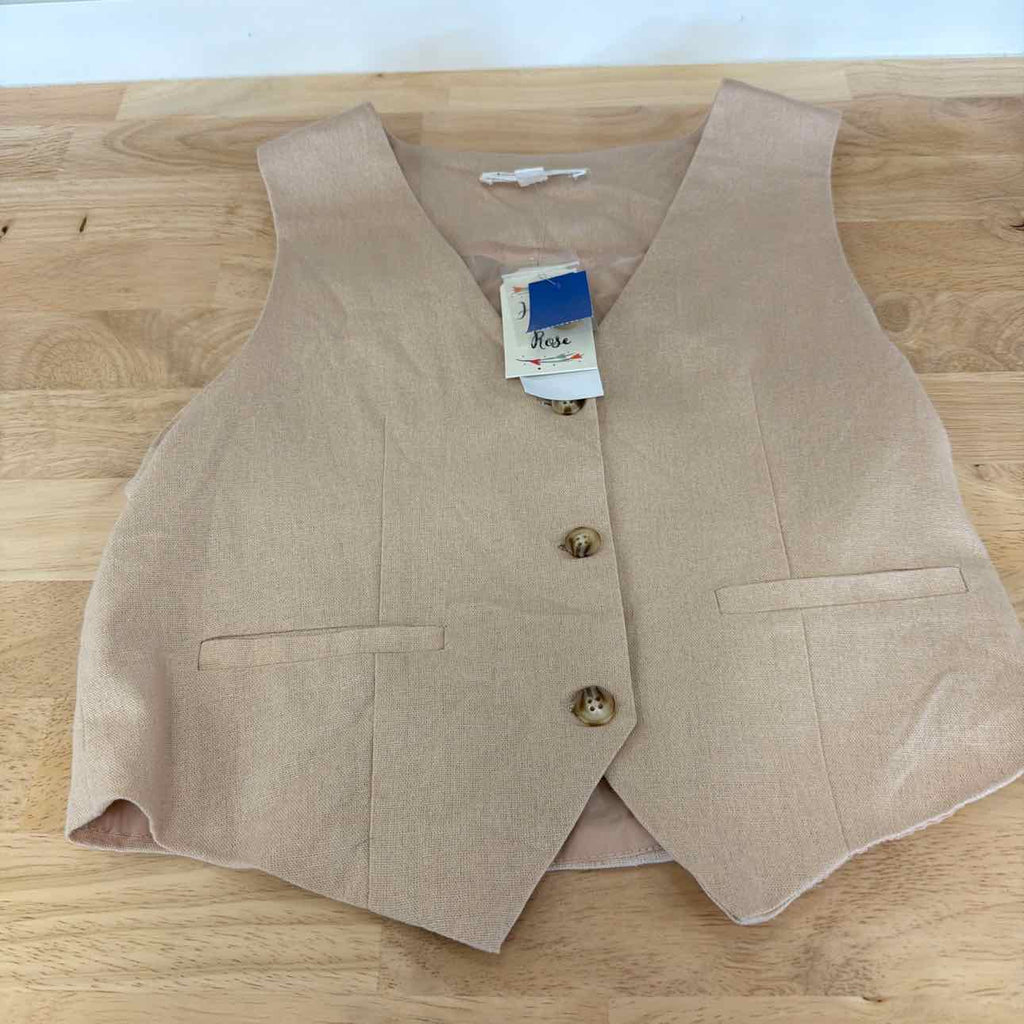 Hippie Rose Juniors' Sleeveless Linen Vest - Warm Sand