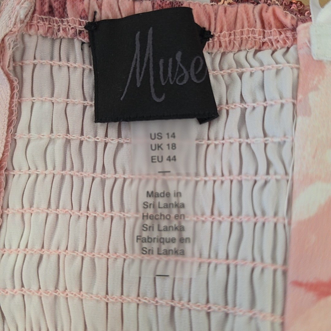Muse Women's Embroidered Strapless Bustier Top - Pink Rose