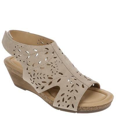 Earth Women's Halin Cutout Slingback Wedge Sandals - Light Sand