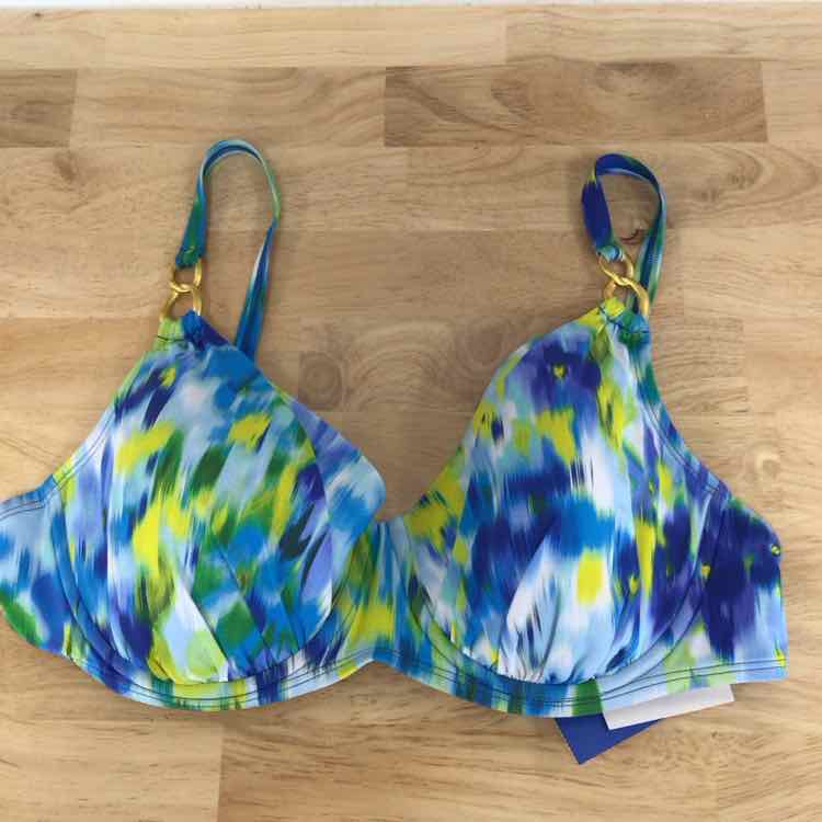 Bleu Size 38DD Life's a Beach Printed Underwire Bikini Top