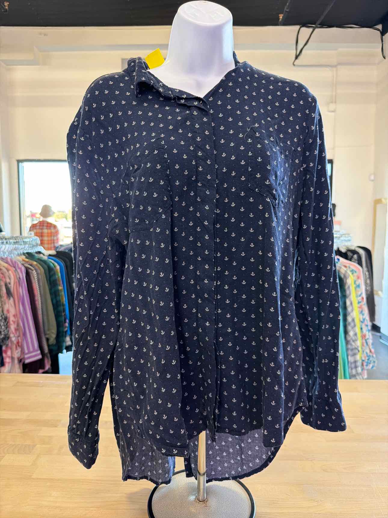 per se Size XL Navy Button Down Shirt