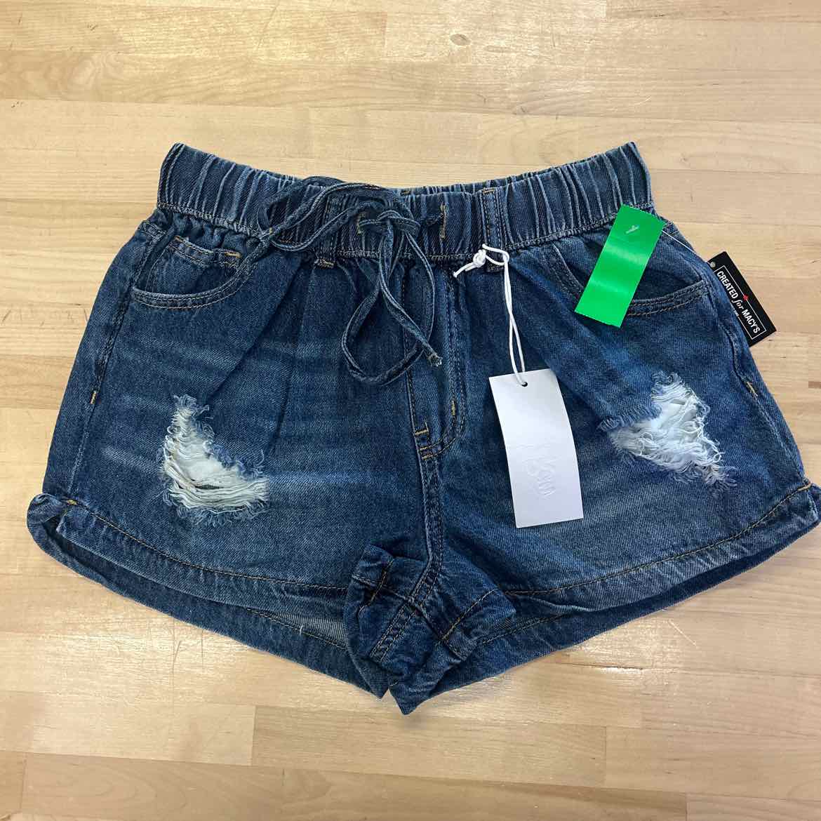 Indigo Rein Juniors' Distressed Drawstring Denim Shorts - Dark Wash - 3