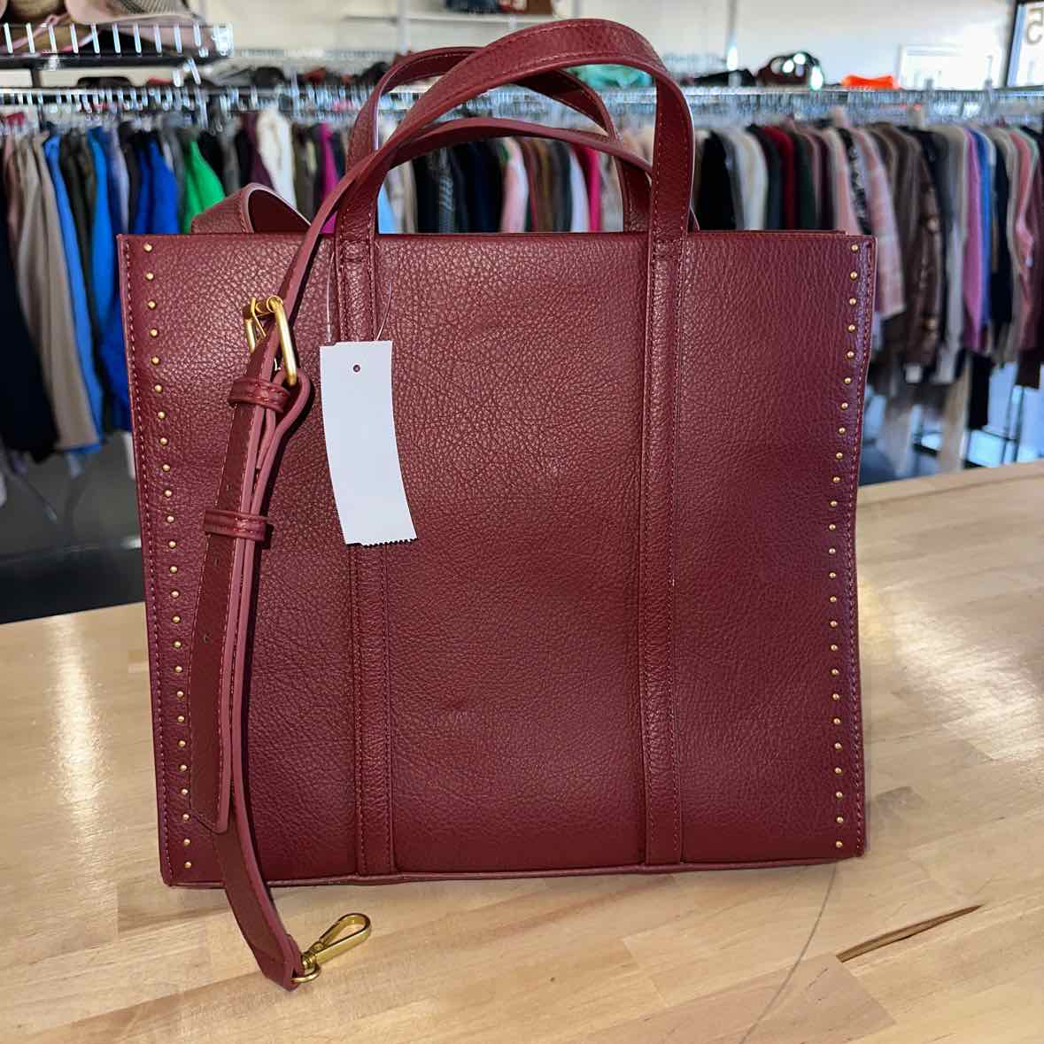 Style & Co. Burgundy Boxy Medium Tote Handbag