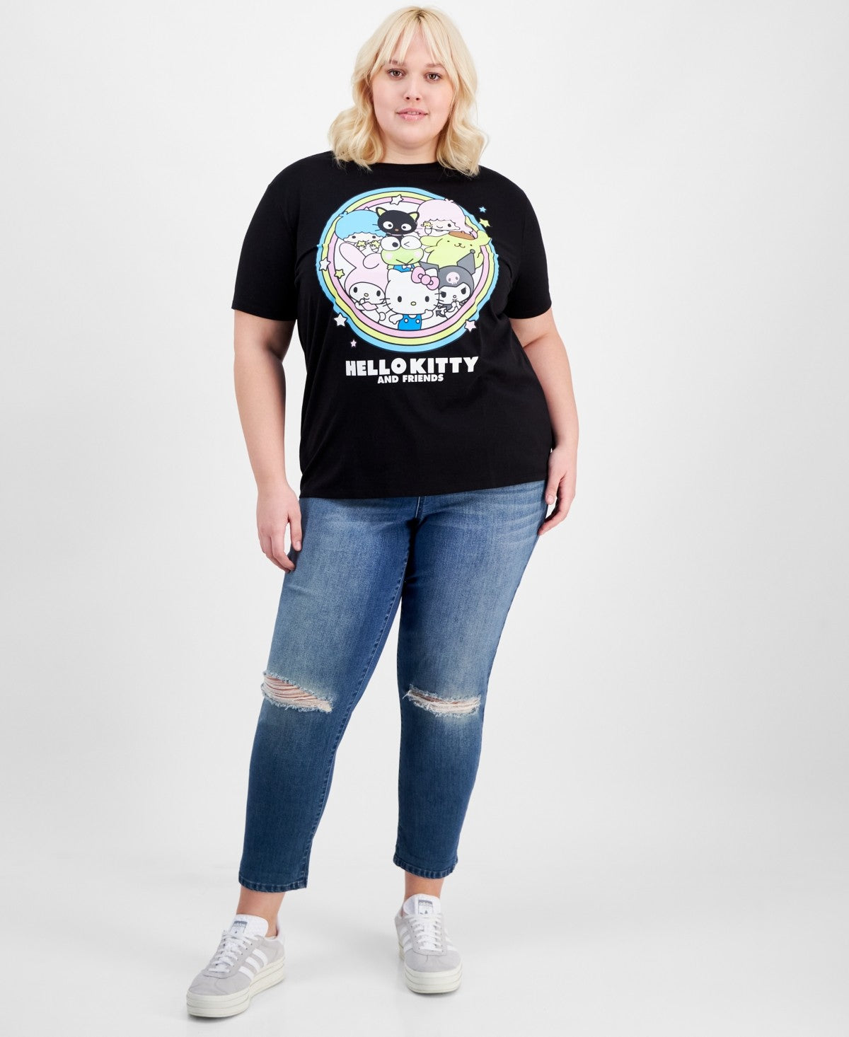 Love Tribe Trendy Plus Size Hello Kitty Graphic T-Shirt - Black