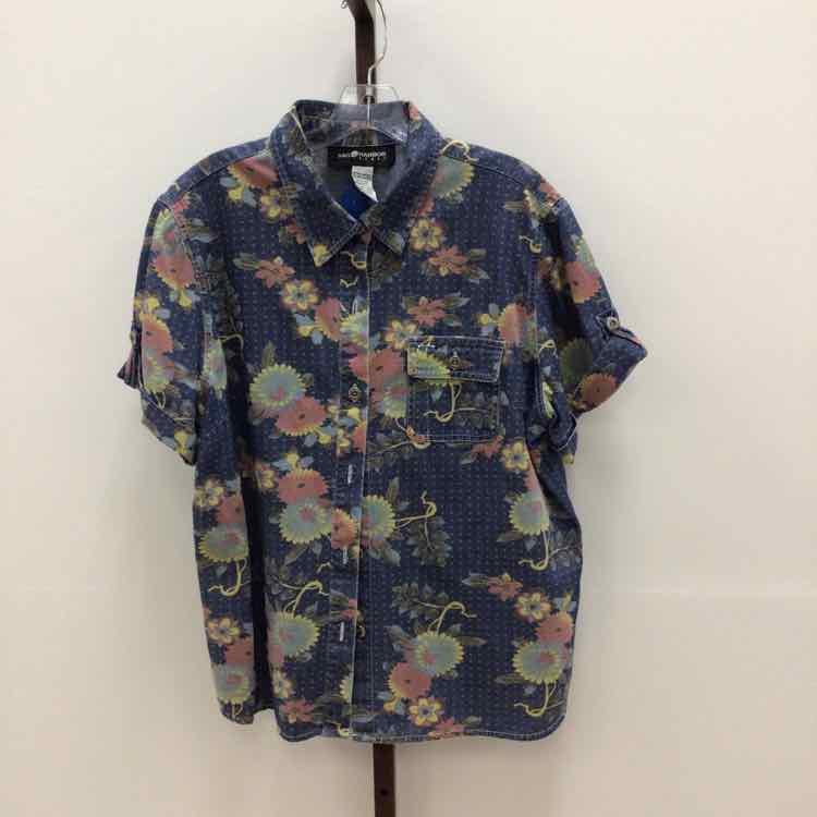 Sag Harbor Size XL Blue Pink Denim Preloved Button Down SS