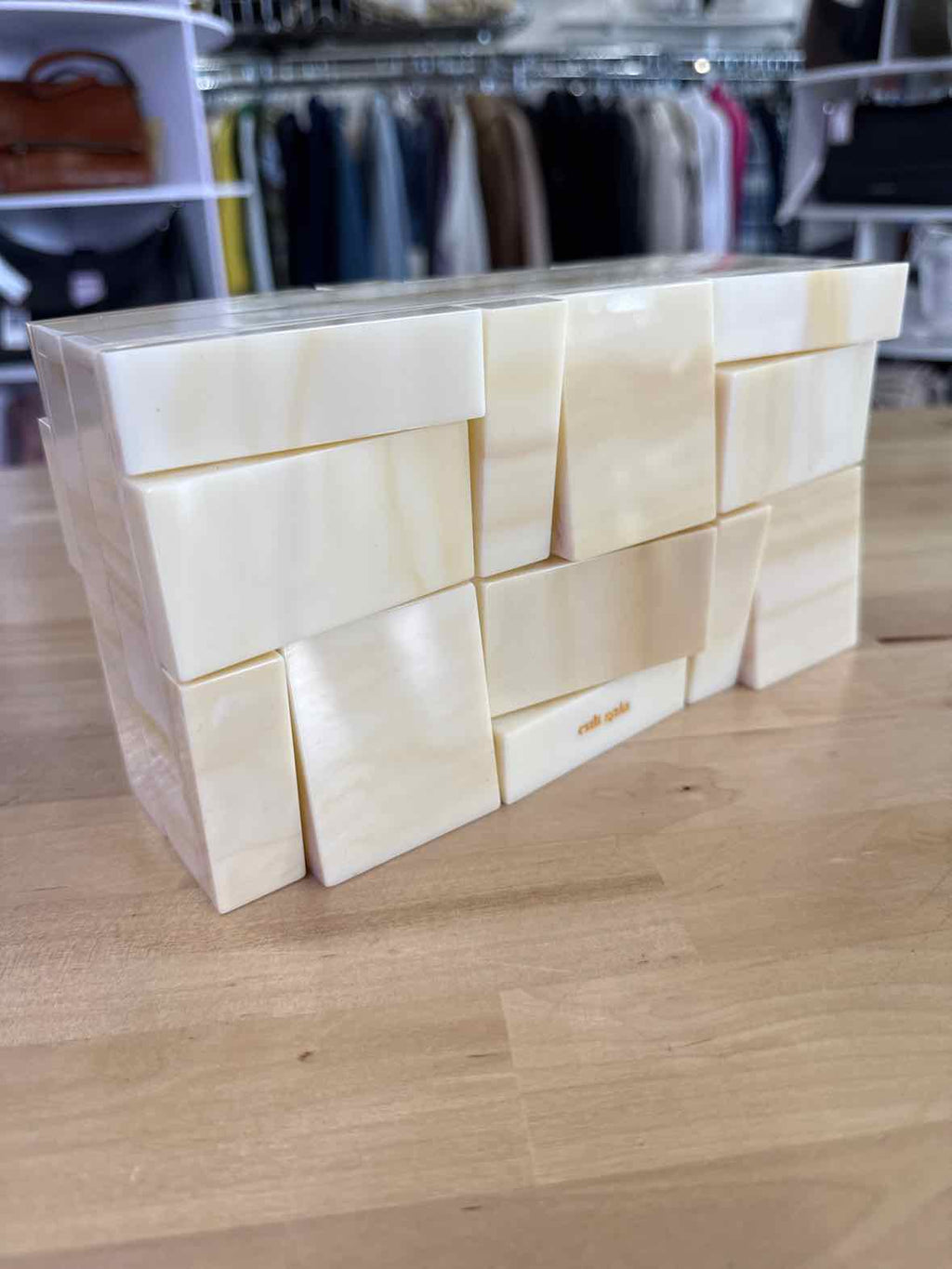 Cult Gaia Galleria Acrylic clutch - Cream NWOT