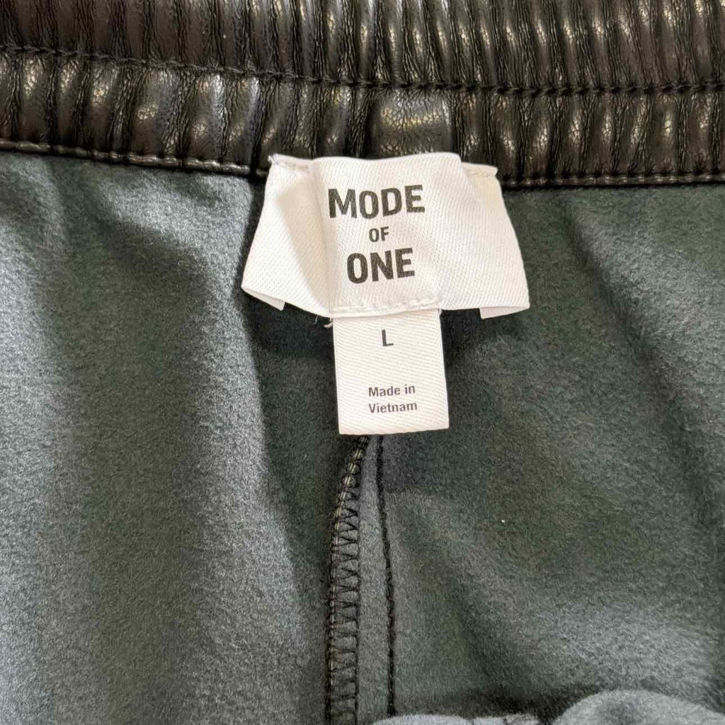 Mode of One Men's Relaxed-Fit Faux-Leather Pull-on Pants - Deep Black