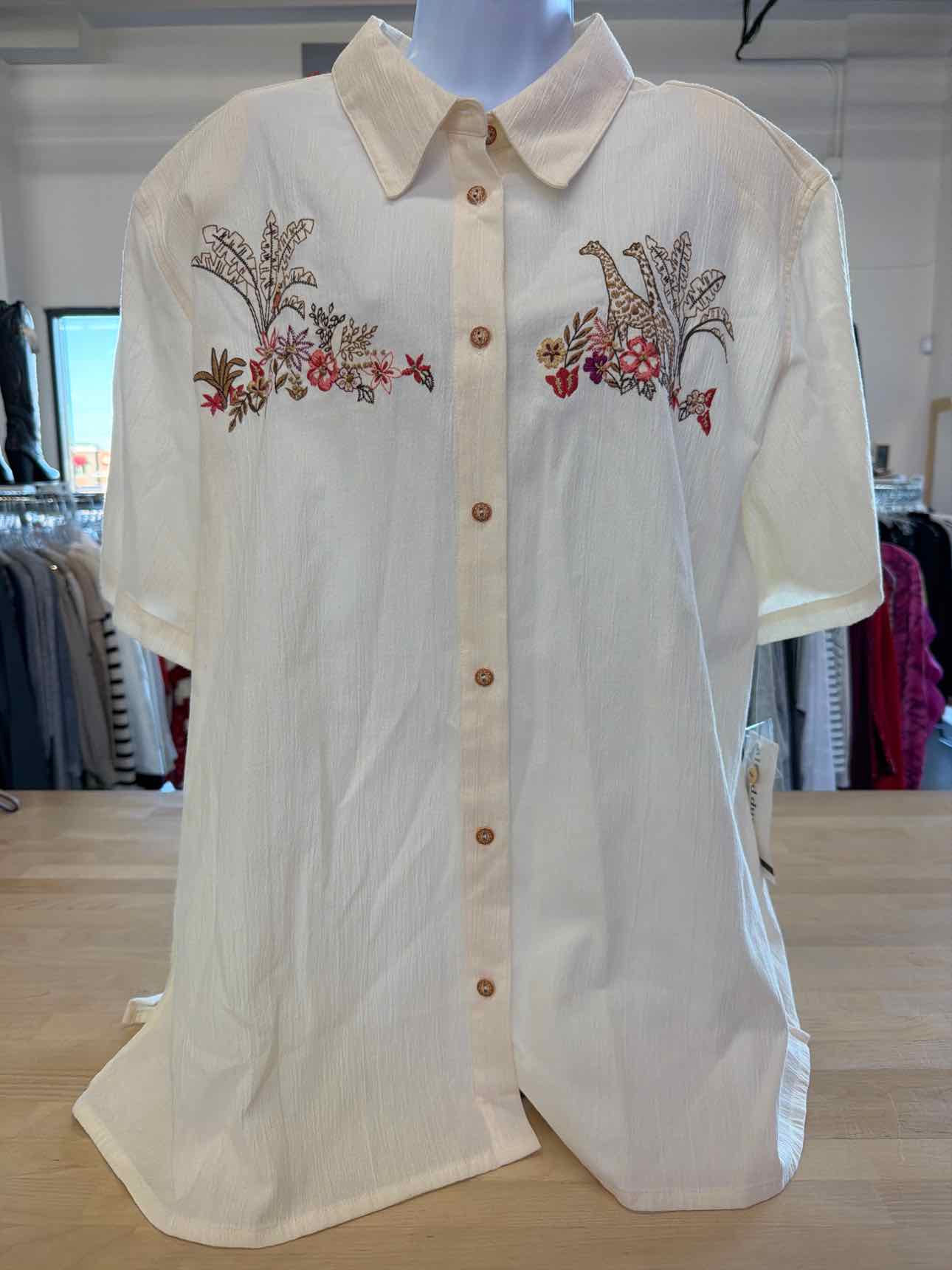 Alfred Dunner Size 24W Beige Button Down Shirt