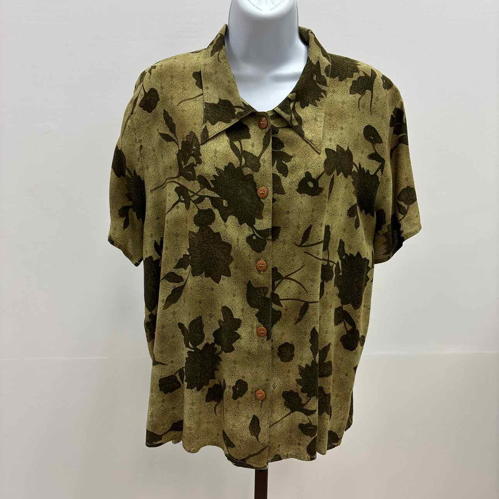 california kush Size XL Green Rayon Preloved Blouse SS
