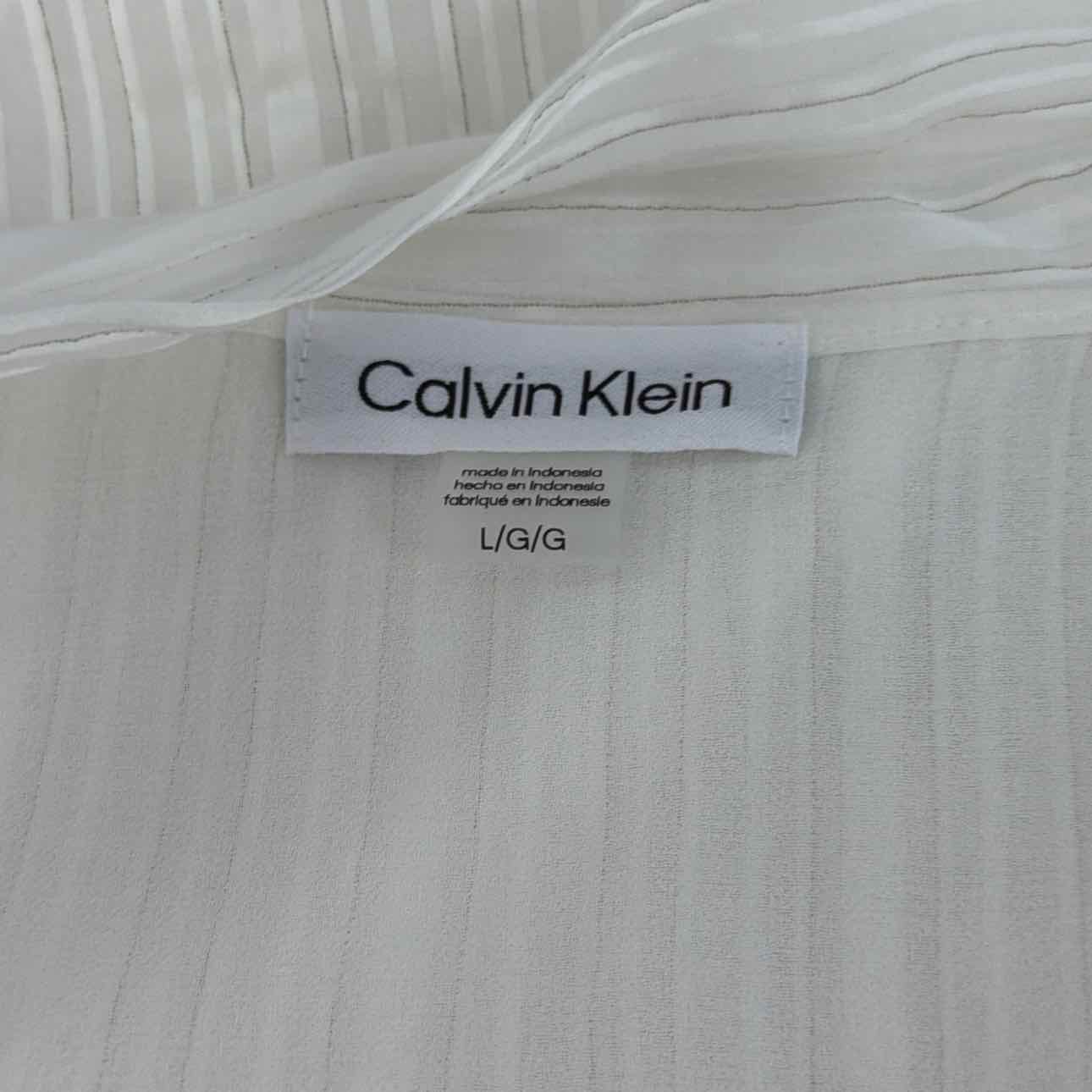 Calvin Klein Women's Tie-Neck Sleeveless Blouse - Cream