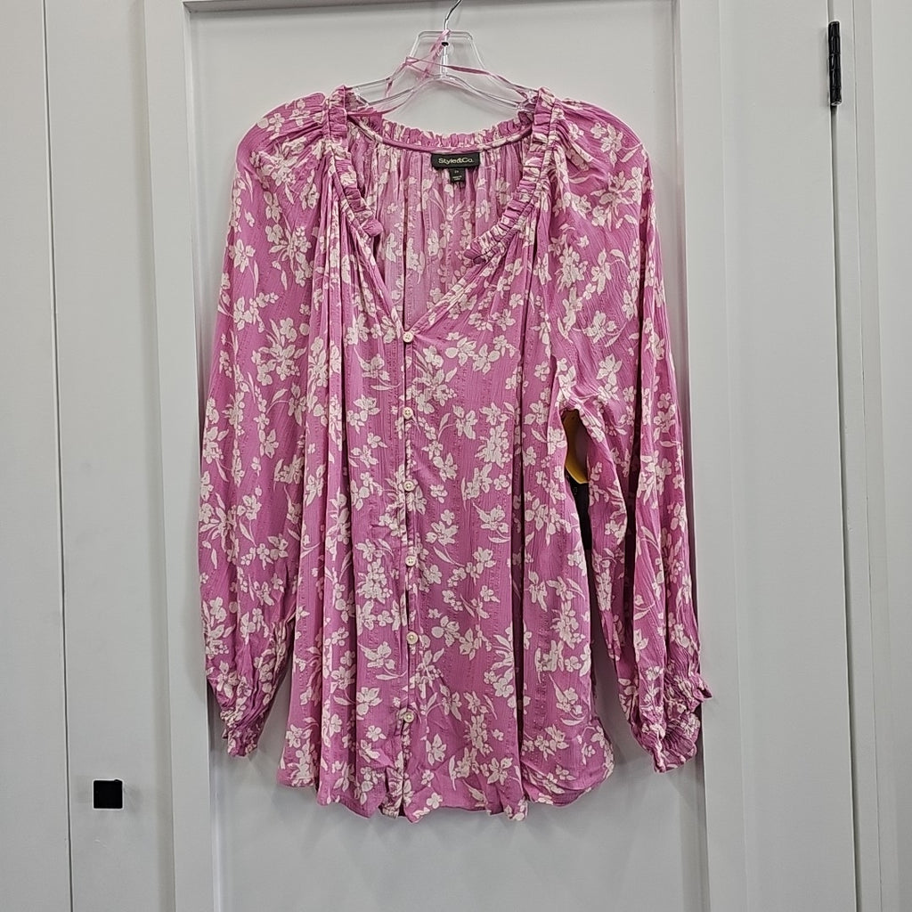Style & Co. Size 2X Pink Blouse