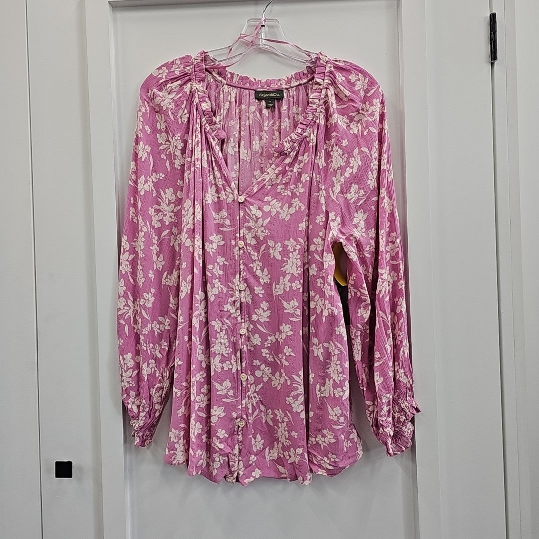 Style & Co. Size 2X Pink Blouse