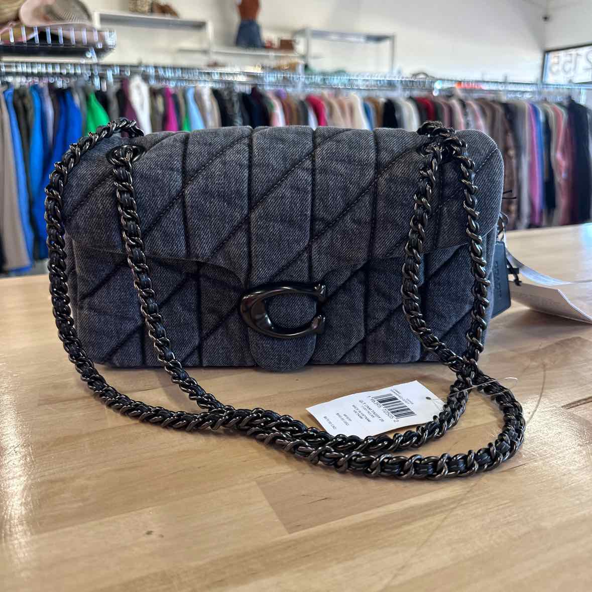 COACH Quilted Tabby Small Deni Pewter Washed Gray