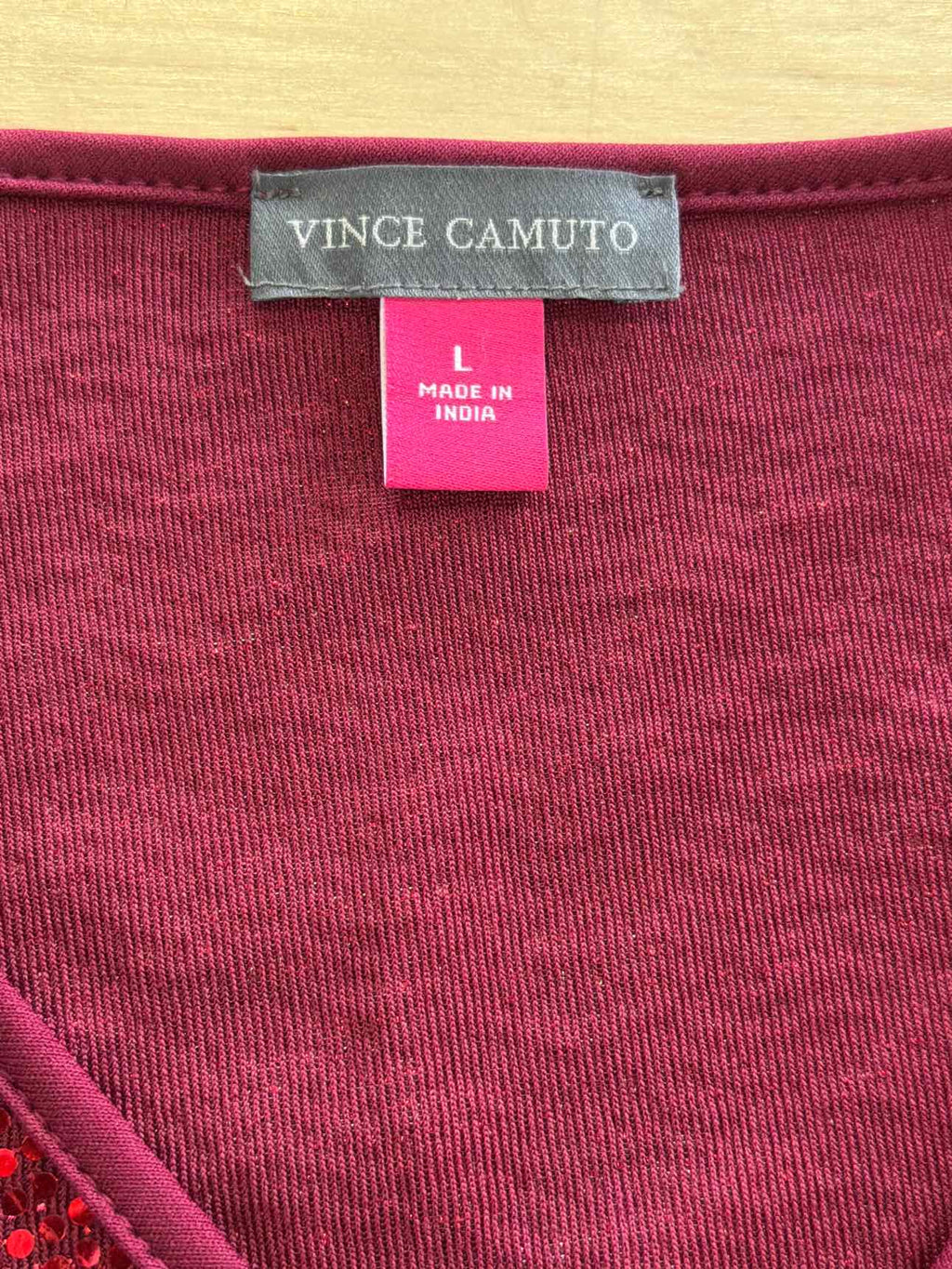 Vince Camuto Size L Red Sequined Blouse