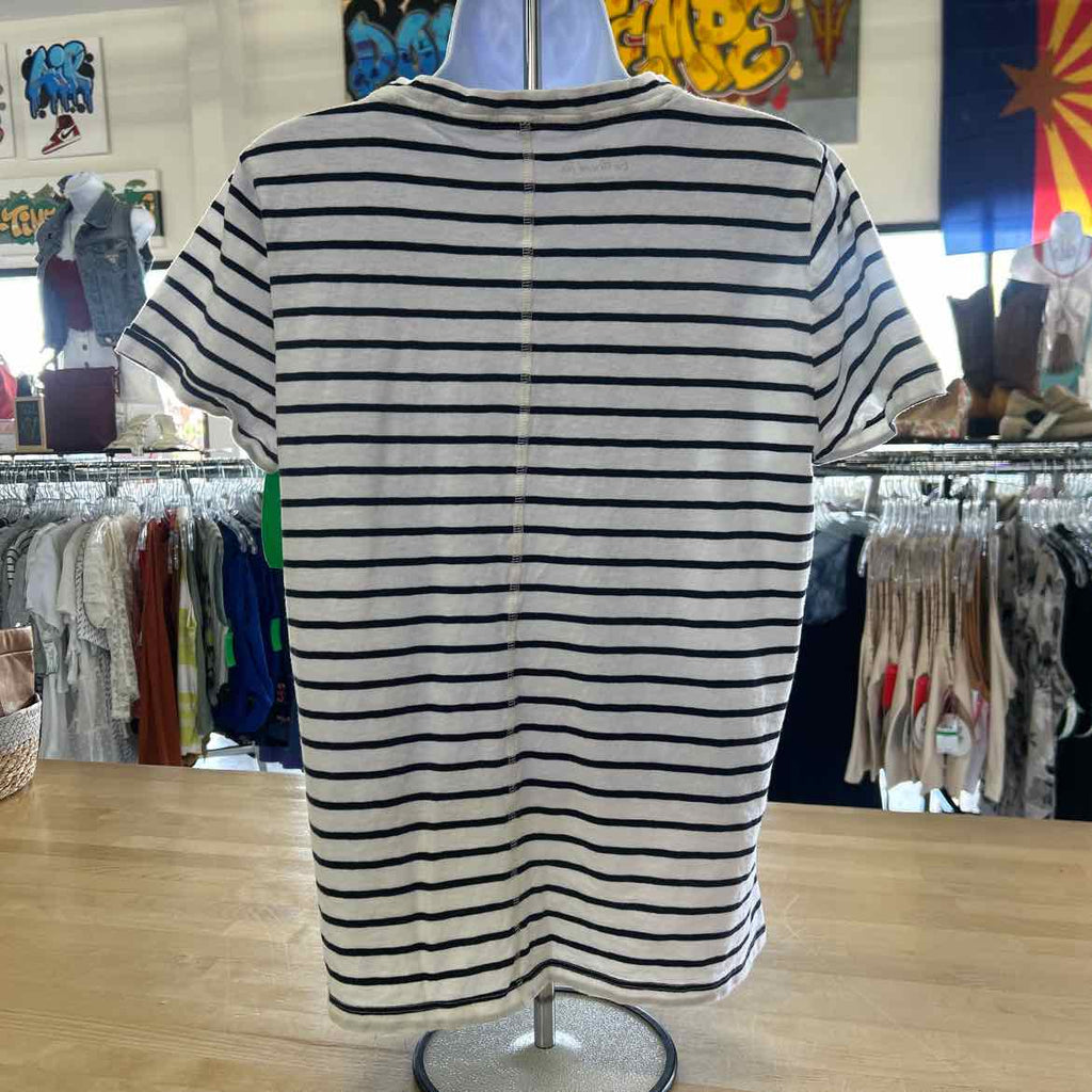 J Crew Size L White Blue Preloved T-Shirt SS