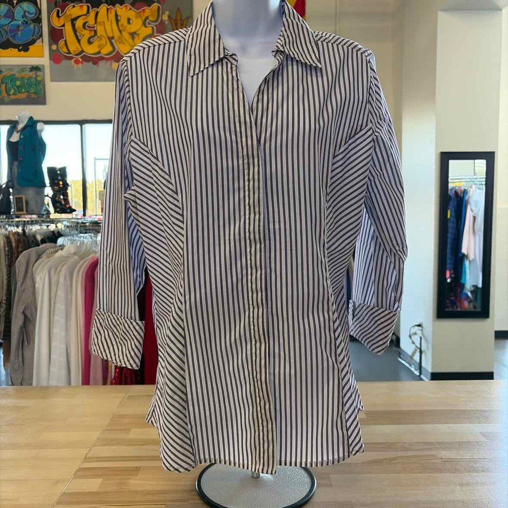 lee Size L Purple & White Used Button Down Shirt
