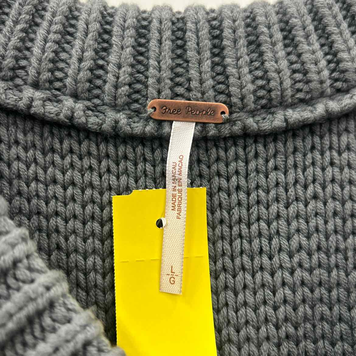 Free People Size L Gray Knit Sweater